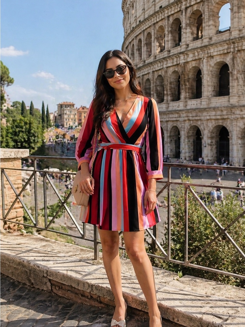 🩷FIRM PRICE🩷 Bar III striped wrap around dress